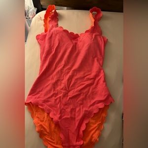 Aerie waffle scalloped one piece swimsuit